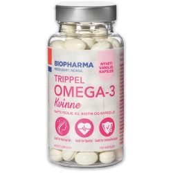 Biopharma Vanilkové Omega 3 kyseliny s pupalkovým olejom pre ženy – Trippel 120 kapsúl