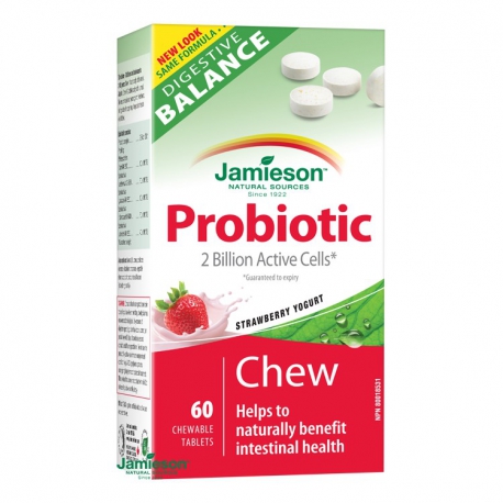 Jamieson Bakteriálne kultúry, tablety na cmúľanie s príchuťou jahodového jogurtu 60 tbl.