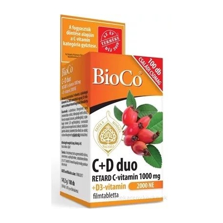 BioCo C+D duo RETARD C-vitamín 1000 mg + D3-vitamín 2000 IU tbl 1x100 ks